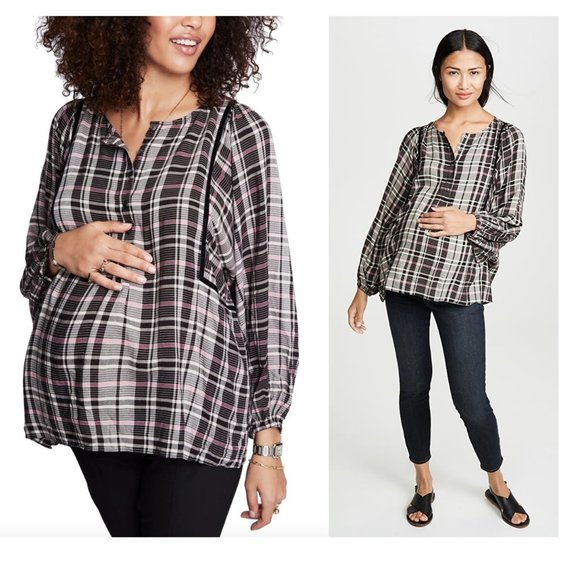 HATCH The Rose Top Maternity plaid NWT - Picture 1 of 6